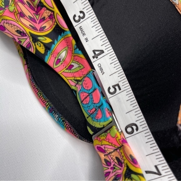 Victoria’s Secret Bra Bikini Top Swimsuit Vacation Beach Floral Neon Boho Resort - Picture 5 of 9